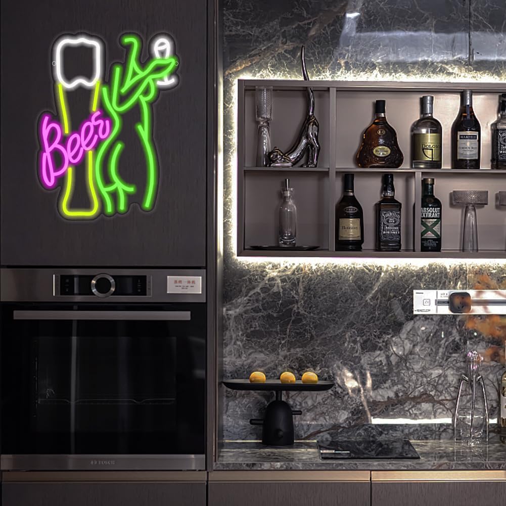 لافتة نيون على شكل زجاجة بيرة، - مراجعة Wine Beer Store وسعره